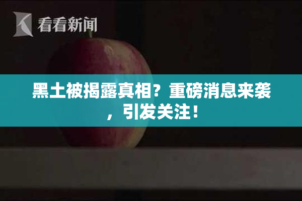 黑土被揭露真相？重磅消息来袭，引发关注！