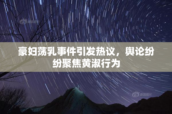 豪妇荡乳事件引发热议，舆论纷纷聚焦黄淑行为