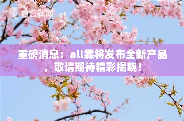 重磅消息：all霖将发布全新产品，敬请期待精彩揭晓！