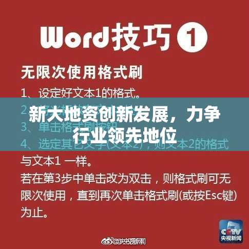 新大地资创新发展，力争行业领先地位