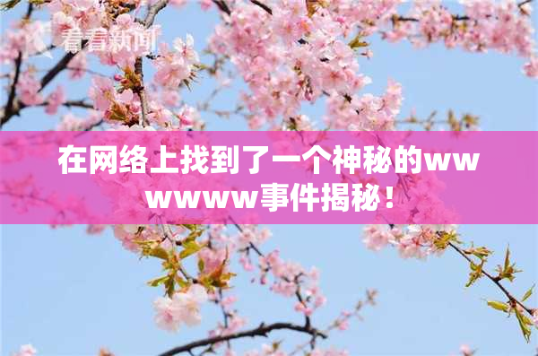 在网络上找到了一个神秘的wwwwww事件揭秘！