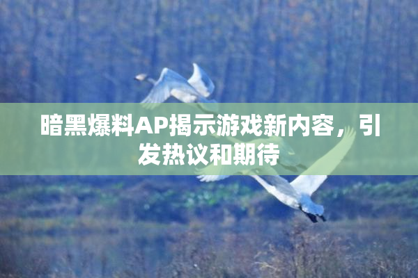 暗黑爆料AP揭示游戏新内容，引发热议和期待