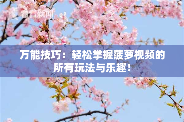 万能技巧：轻松掌握菠萝视频的所有玩法与乐趣！