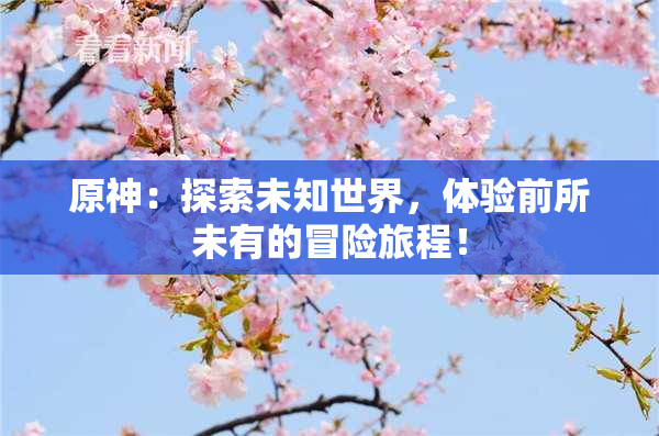 原神：探索未知世界，体验前所未有的冒险旅程！