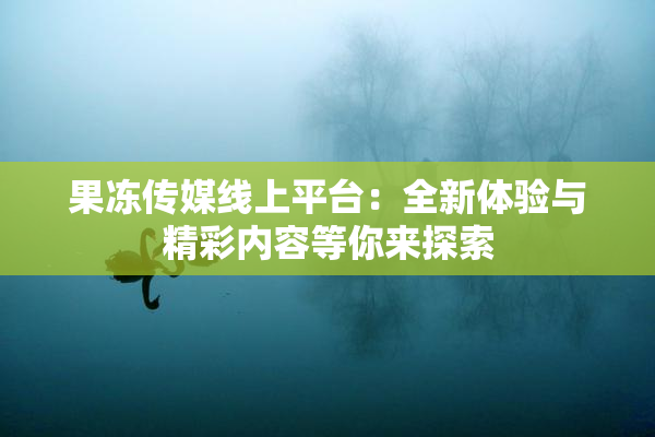 果冻传媒线上平台：全新体验与精彩内容等你来探索