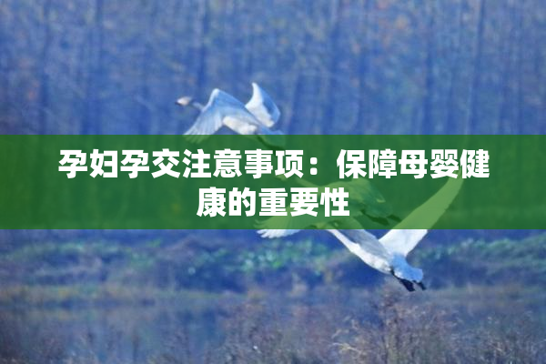 孕妇孕交注意事项：保障母婴健康的重要性