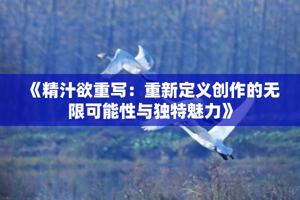 《精汁欲重写：重新定义创作的无限可能性与独特魅力》